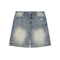 short jeans,Faded Distressed Baggy Denim S,baggy short Listen Up Shop,Listen Up Shop baggy short